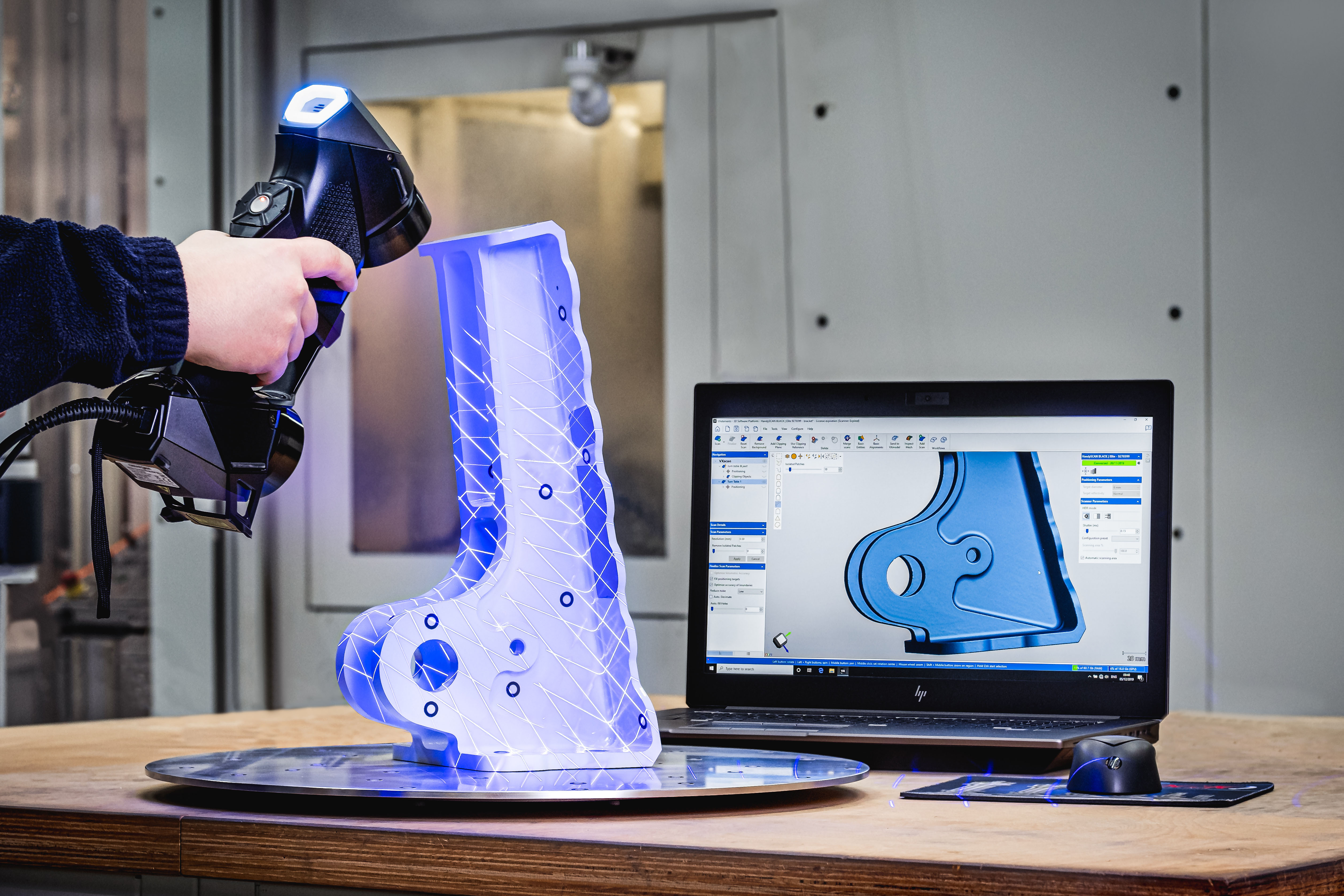 Laser scanner reverse engineering an aerospace part